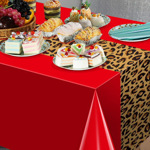 Mantel desechable de leopardo para fiestas, fácil de desechar