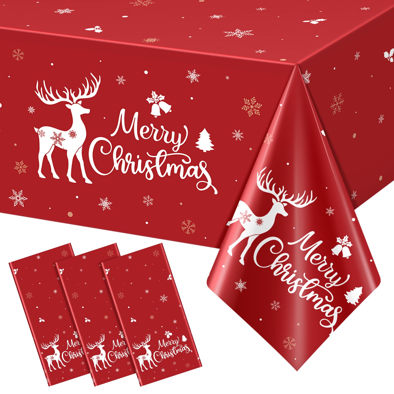 Mantel Jectivs con ciervo rojo para fiestas navideñas