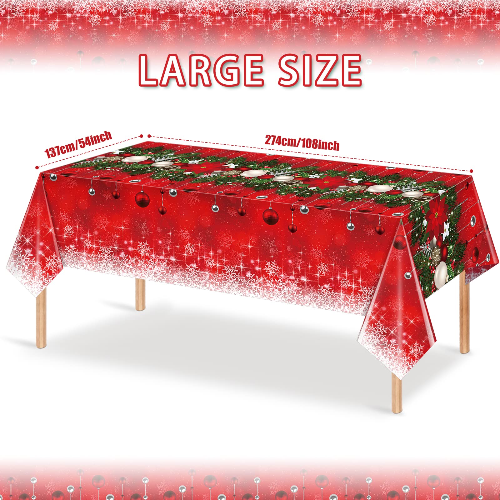 Mantel navideño de Jectivs con copos de nieve, perfecto para fiestas.