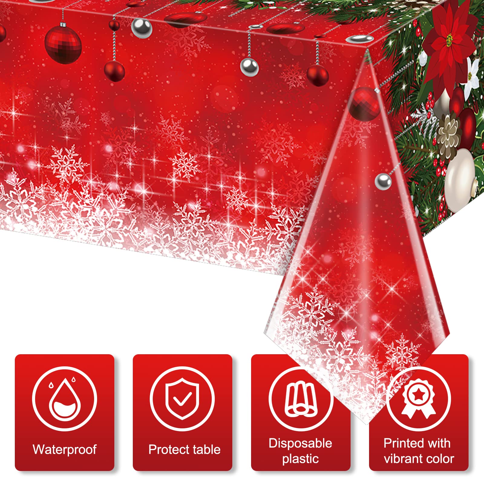 Mantel navideño Jectivs con regalos decorativos, ideal para mesa festiva.