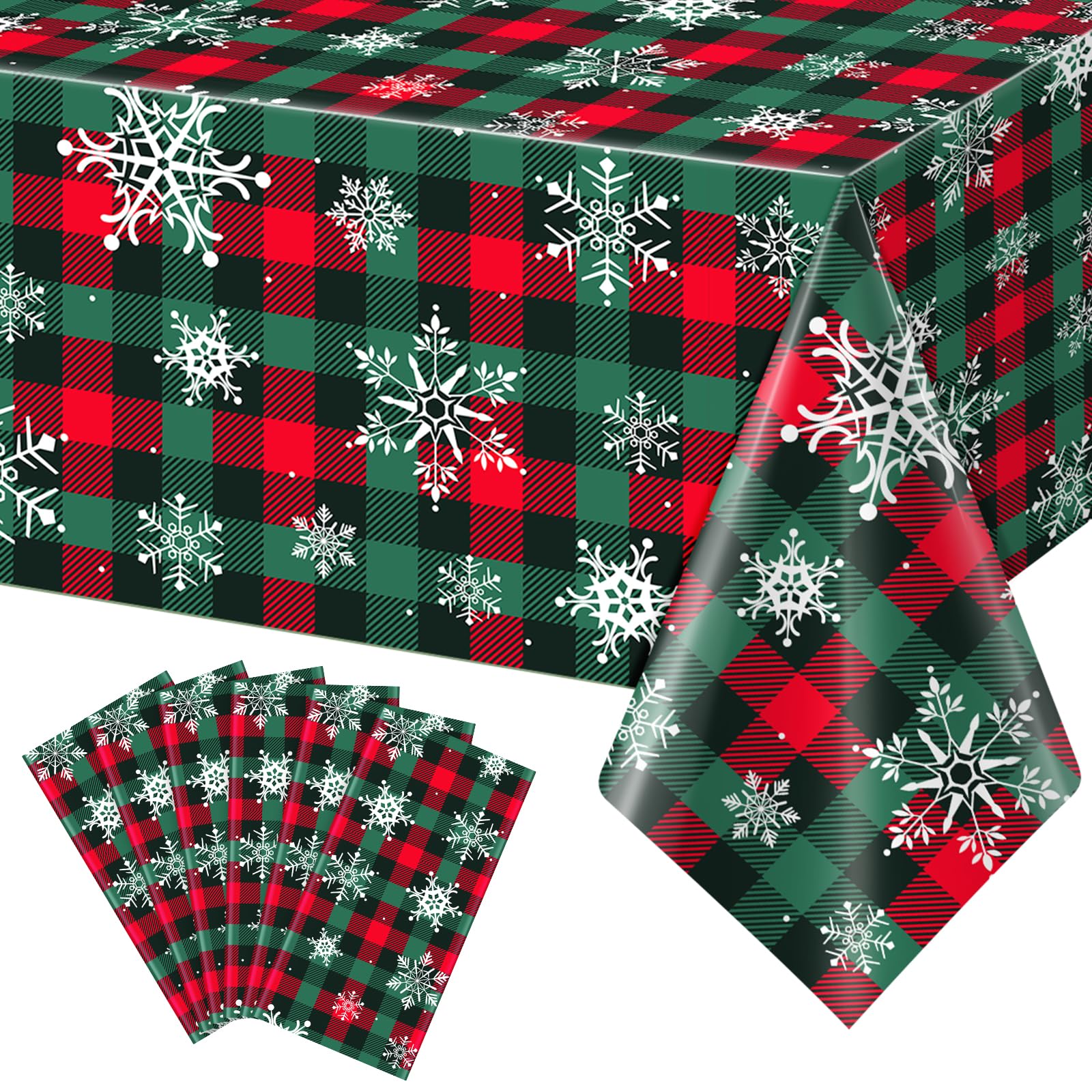 Mantel plástico navideño de Jectivs con cuadros rojo-verde, vista general