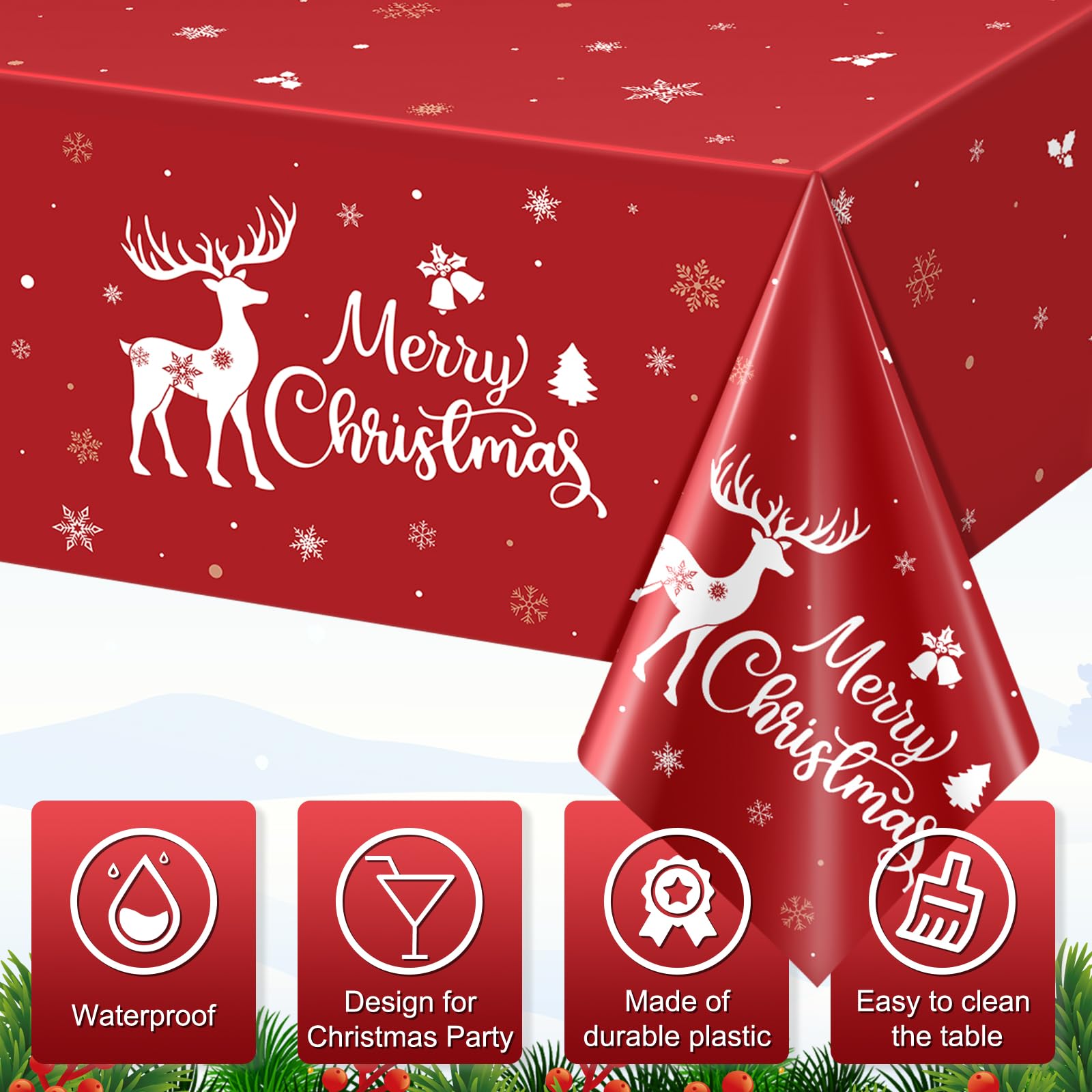 Mantel plástico rectangular Jectivs 54-108 pulgadas para banquetes