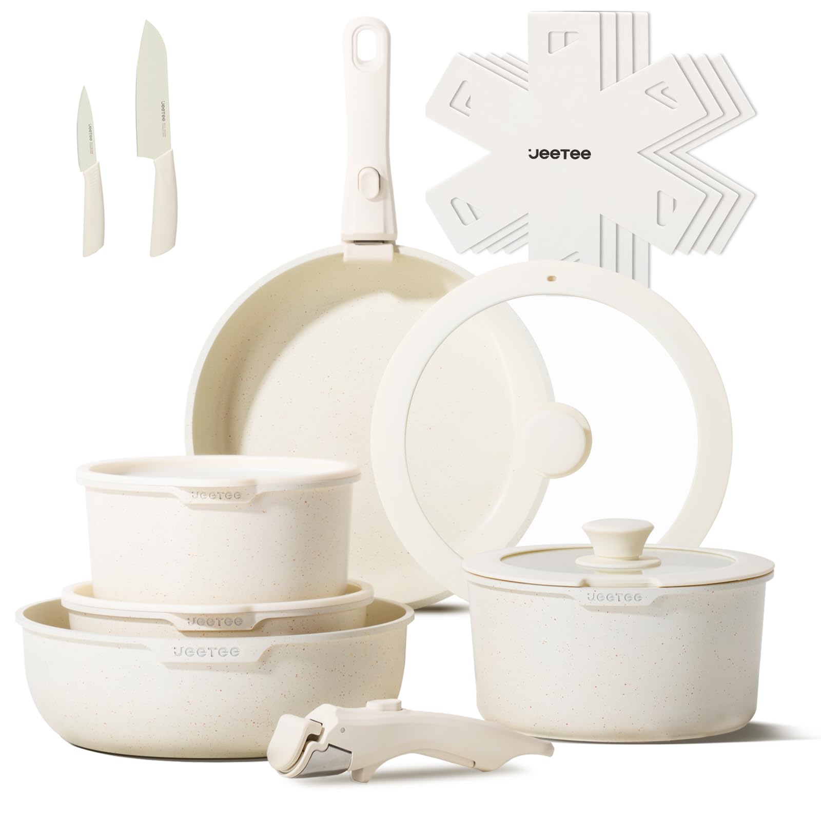 jeetee-juego-sartenes-nonstick-17pzs-mango-desmontable: compacto para cocina ordenada y almacenamiento.