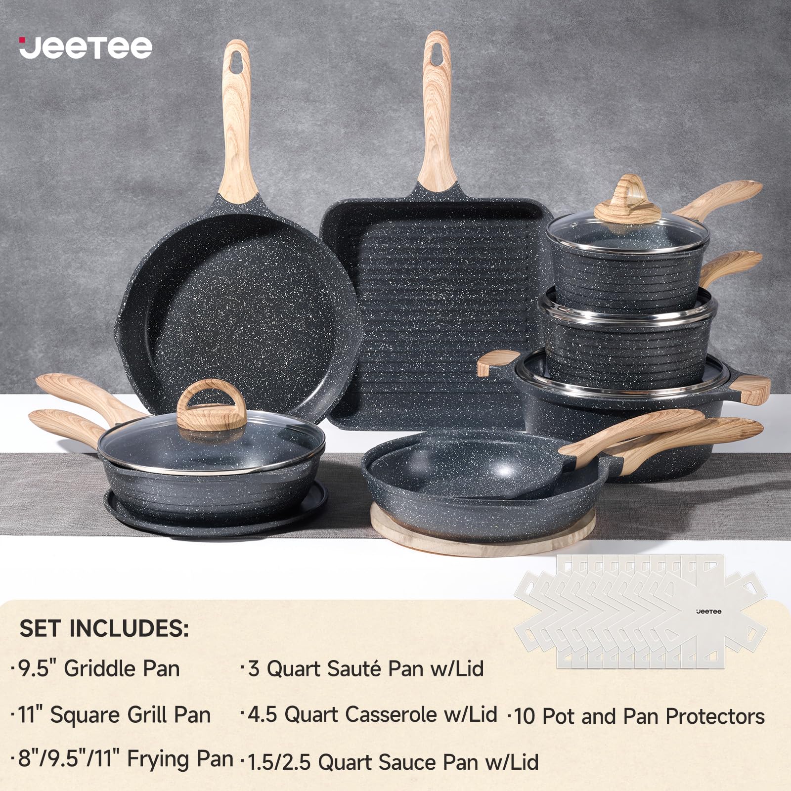 JEETEE ollas y sartenes compatibles con inducción para cualquier cocina.