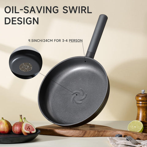 Sartén JEETEE con asa fría para seguridad al cocinar.
