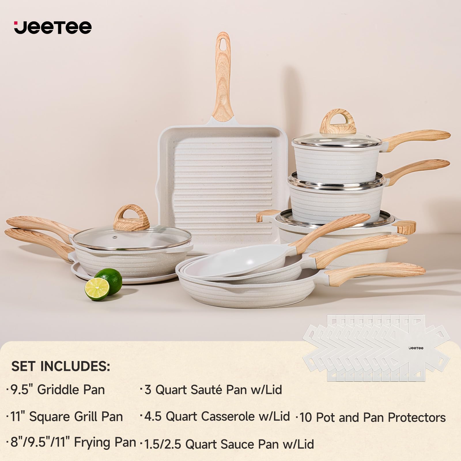 JEETEE: sartén para freír de 8 pulgadas, acabado blanco.