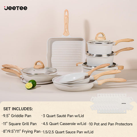 JEETEE: sartén para freír de 8 pulgadas, acabado blanco.