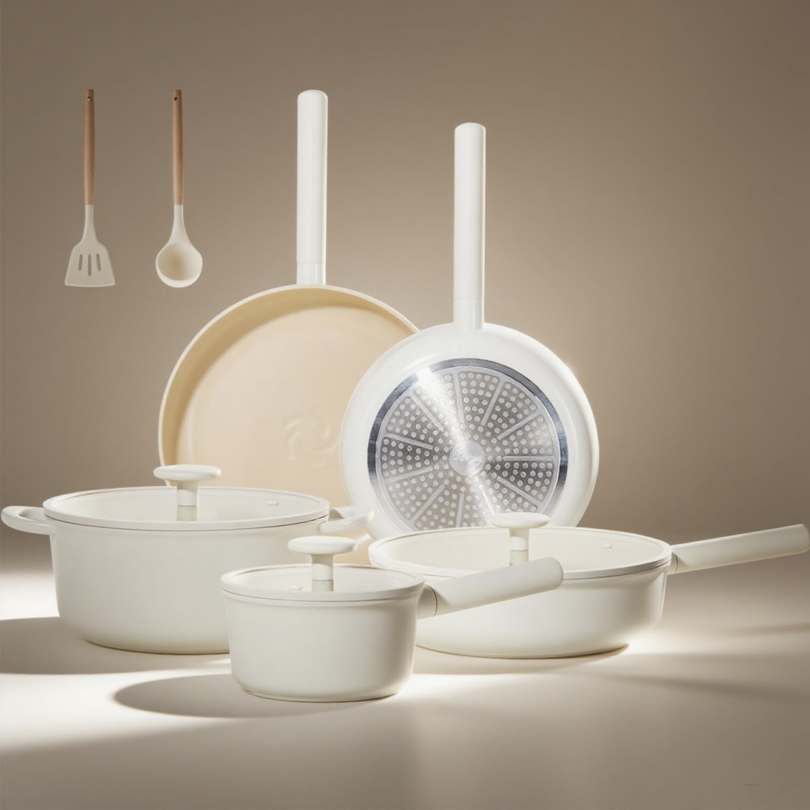 JEETEE set de cocina cerámico de 15 piezas, fácil de usar y limpiar