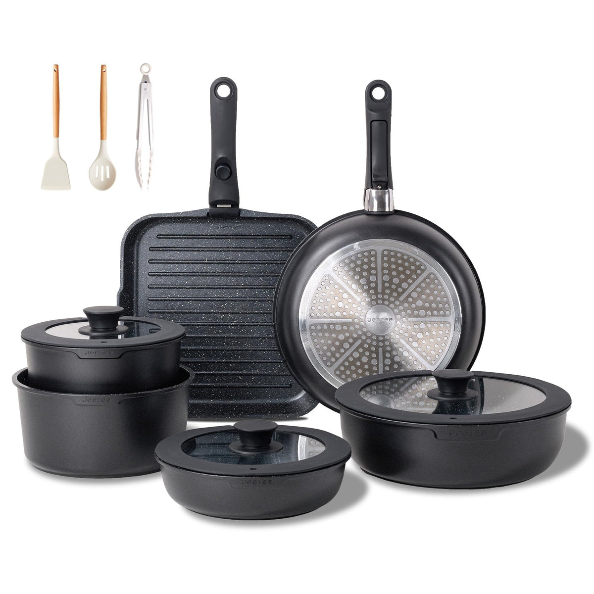 JEETEE set de 25 piezas para ahorro de espacio en cocina ordenada y versátil