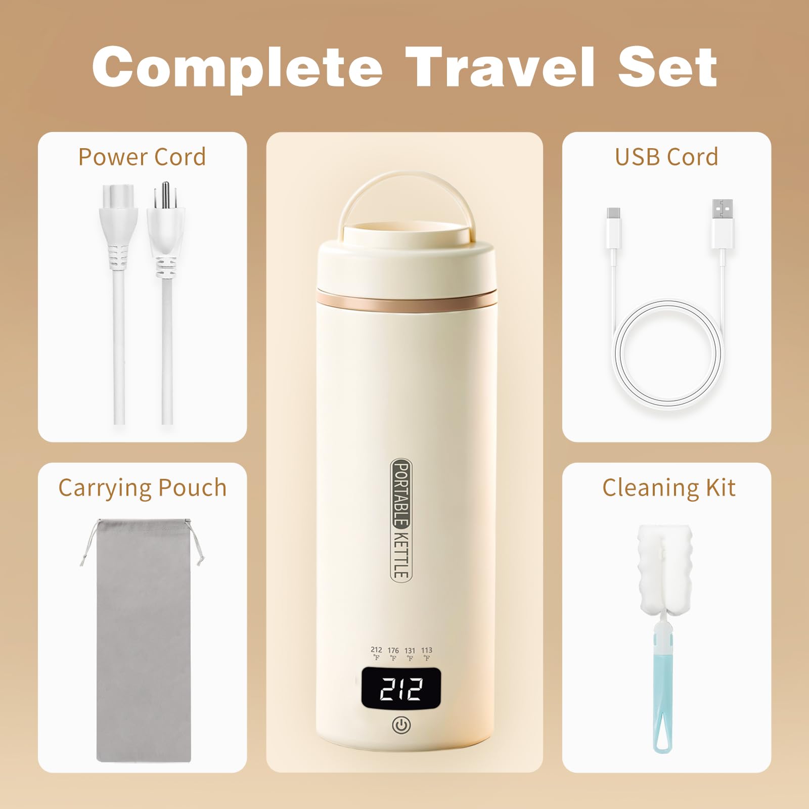 JEKABA tetera portátil con conexión USB para mantener caliente durante viajes.