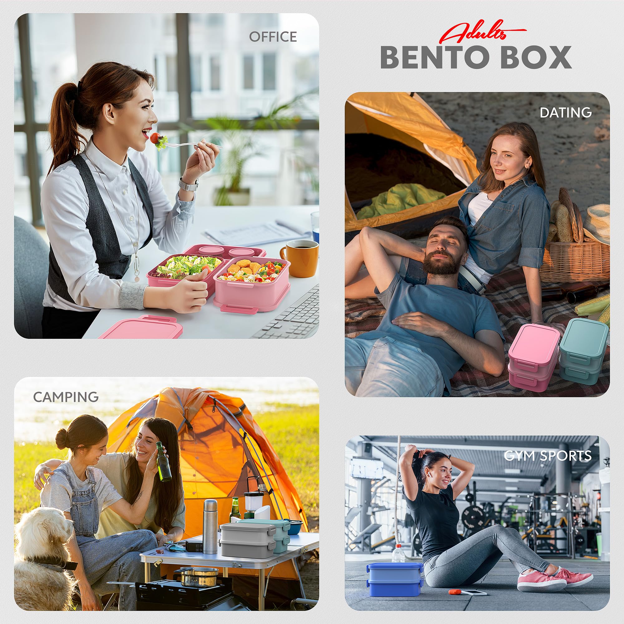 Jelife bento con cinco compartimentos para distribuir platillos variados.