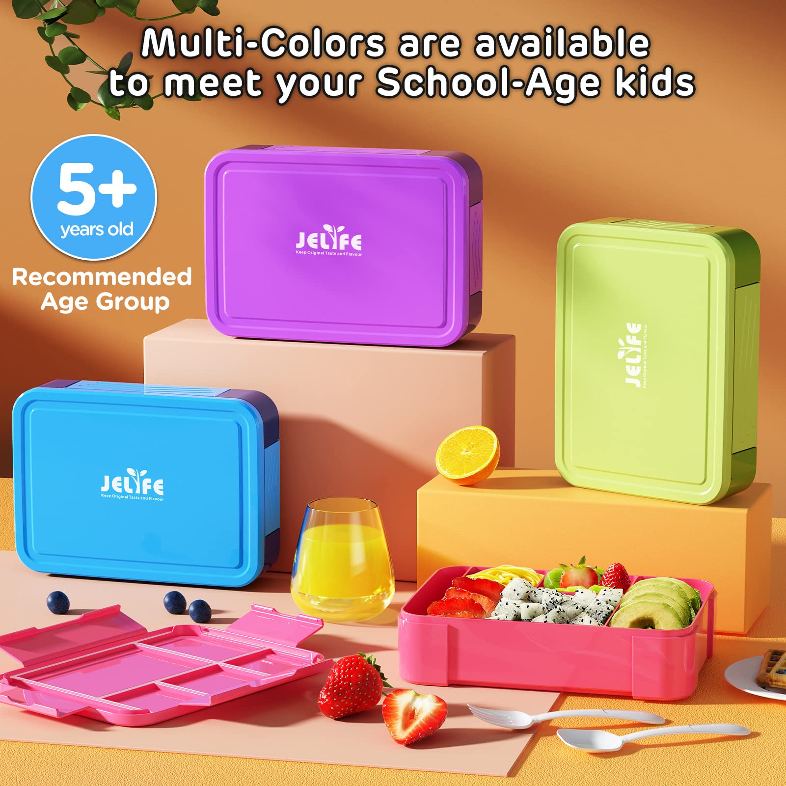 Jelife Bento con cubiertos incluidos para comer fuera de casa.