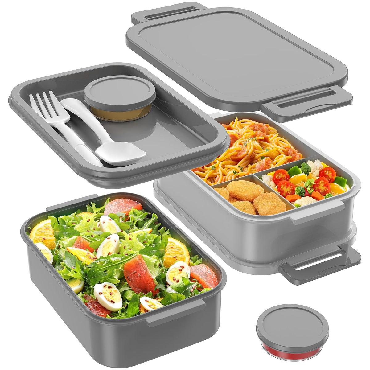 Jelife bento de tres capas para adultos, ideal para almuerzos equilibrados en la oficina.