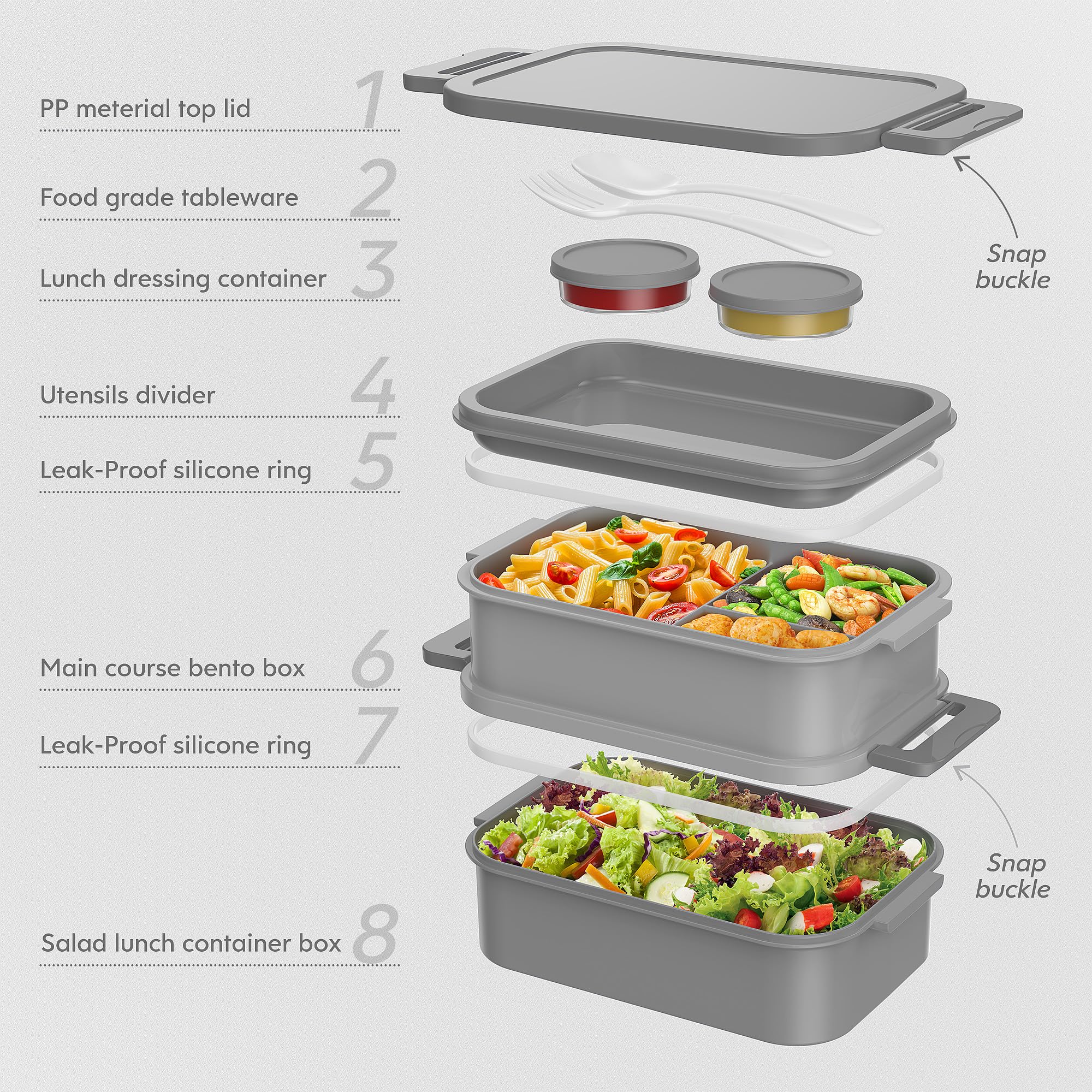 Jelife bento incluye utensilios reutilizables para comer fuera de casa.