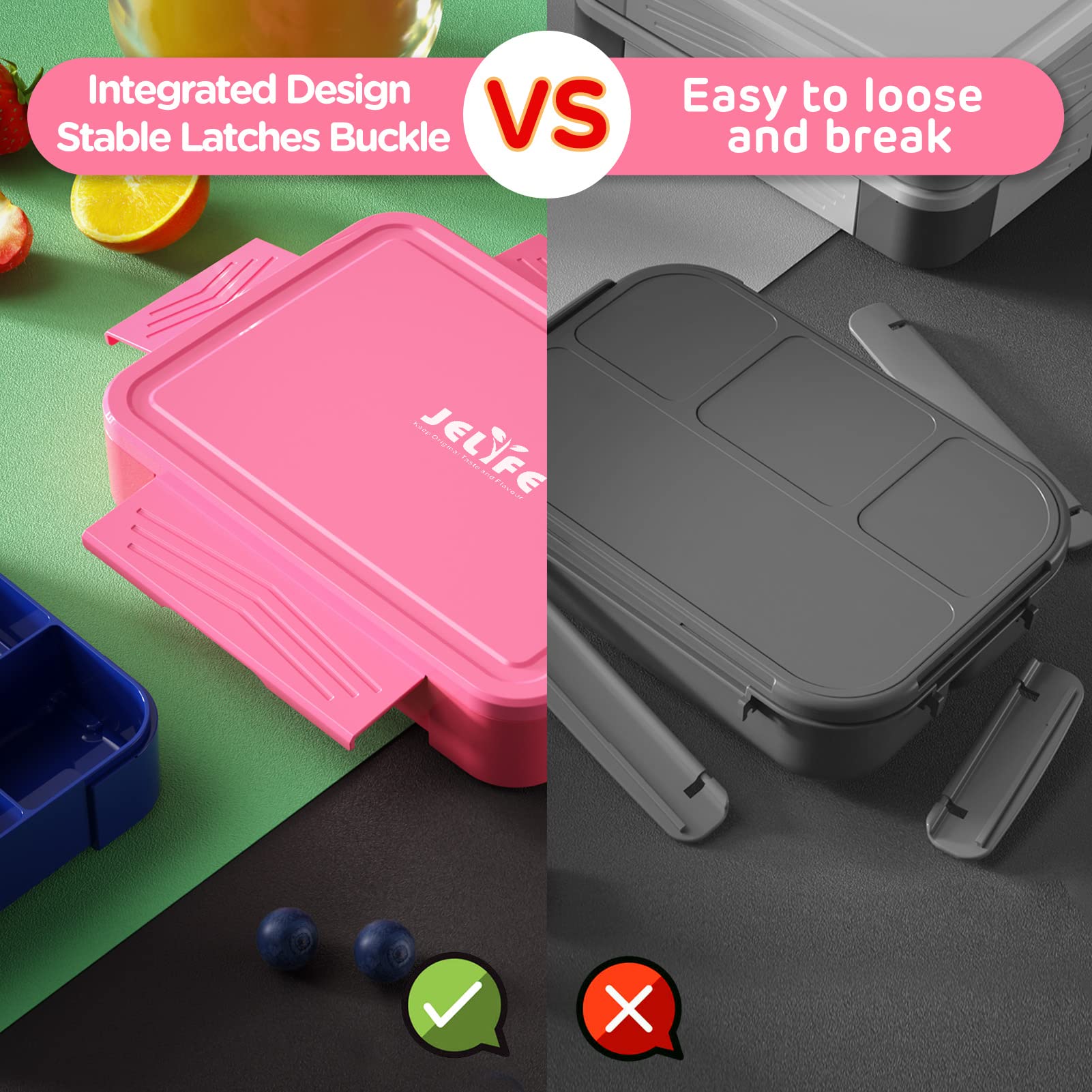 Jelife lonchera bento diseño dos colores para niñas y niños
