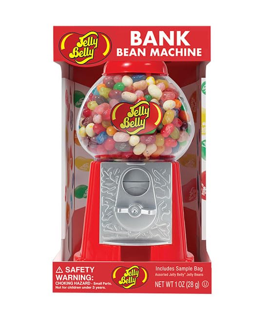 Jelly Belly Bank Bean Machine vista lateral, diseño compacto para la mesa.