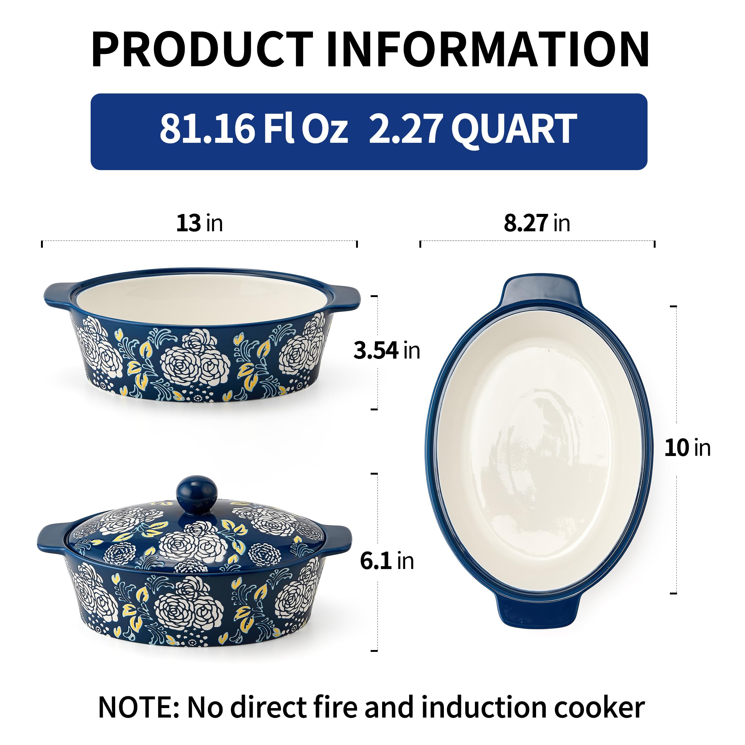Cazuela cerámica Jemirry con tapa azul uso en horno