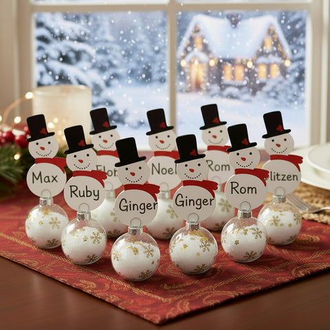 Jenaai bola navideña de cristal con copos de nieve, soporte estable para tarjetas