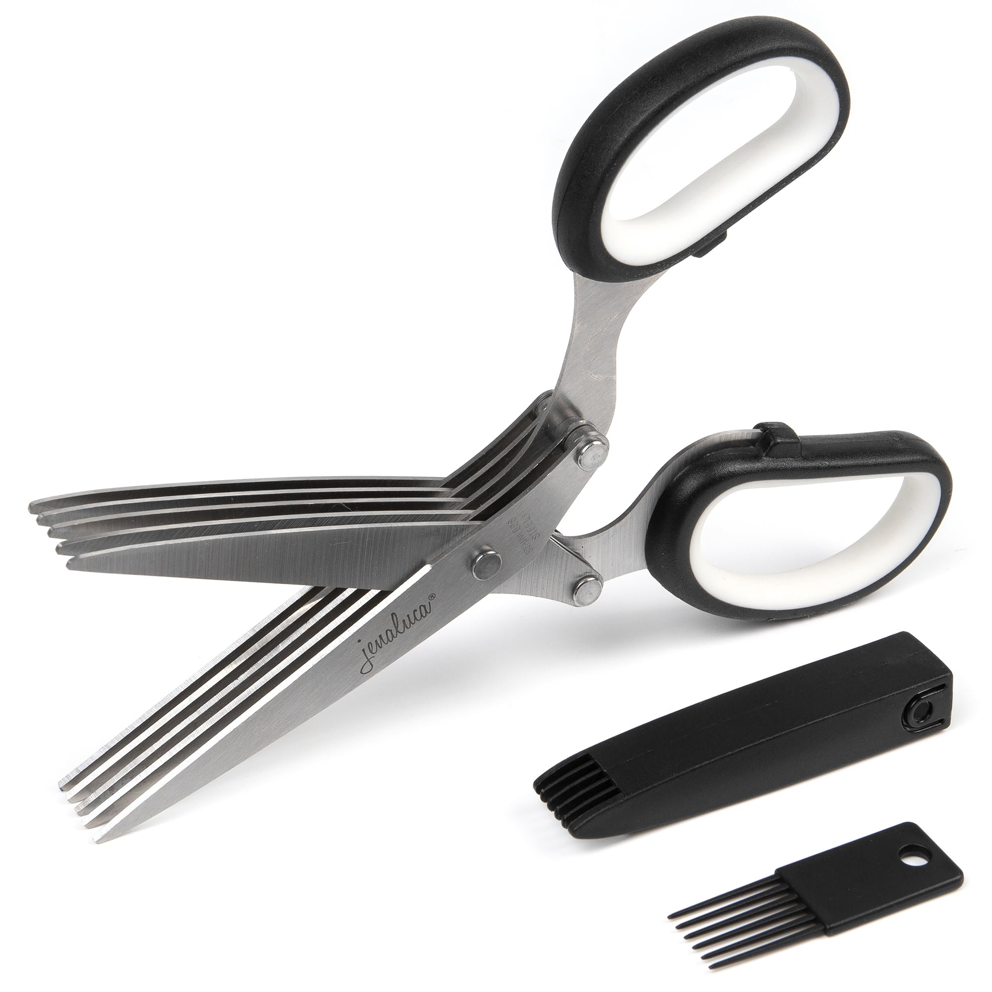 Tijeras Jenaluca para hierbas con 5 hojas para cortar perejil y albahaca.