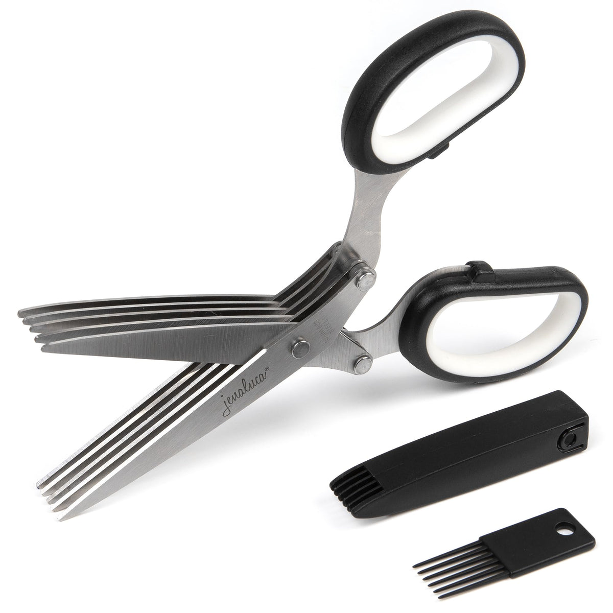 Tijeras Jenaluca para hierbas con 5 hojas para cortar perejil y albahaca.