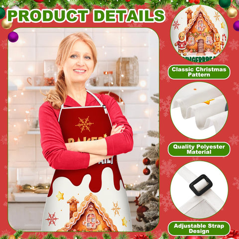 JenPen delantal navideño con casa y colores vivos para cocinar
