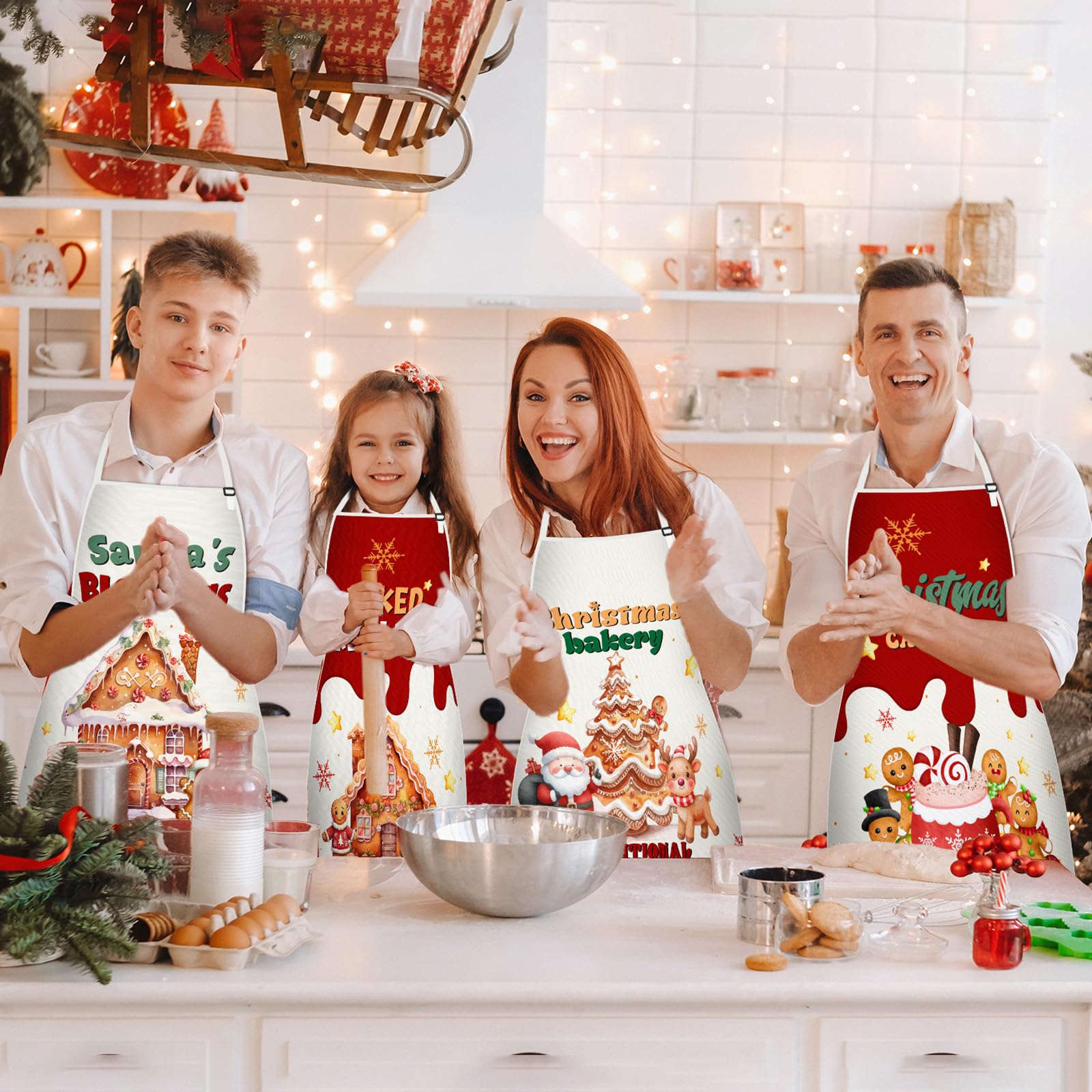JenPen delantal con tren navideño, ideal para fiestas familiares