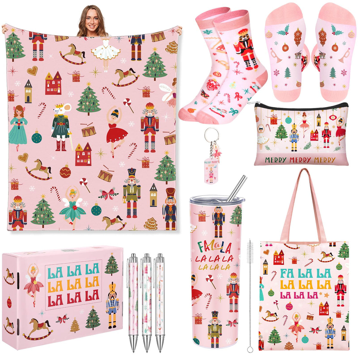 Conjunto JenPen Cascanueces rosa, regalo navideño perfecto para amantes del ballet.