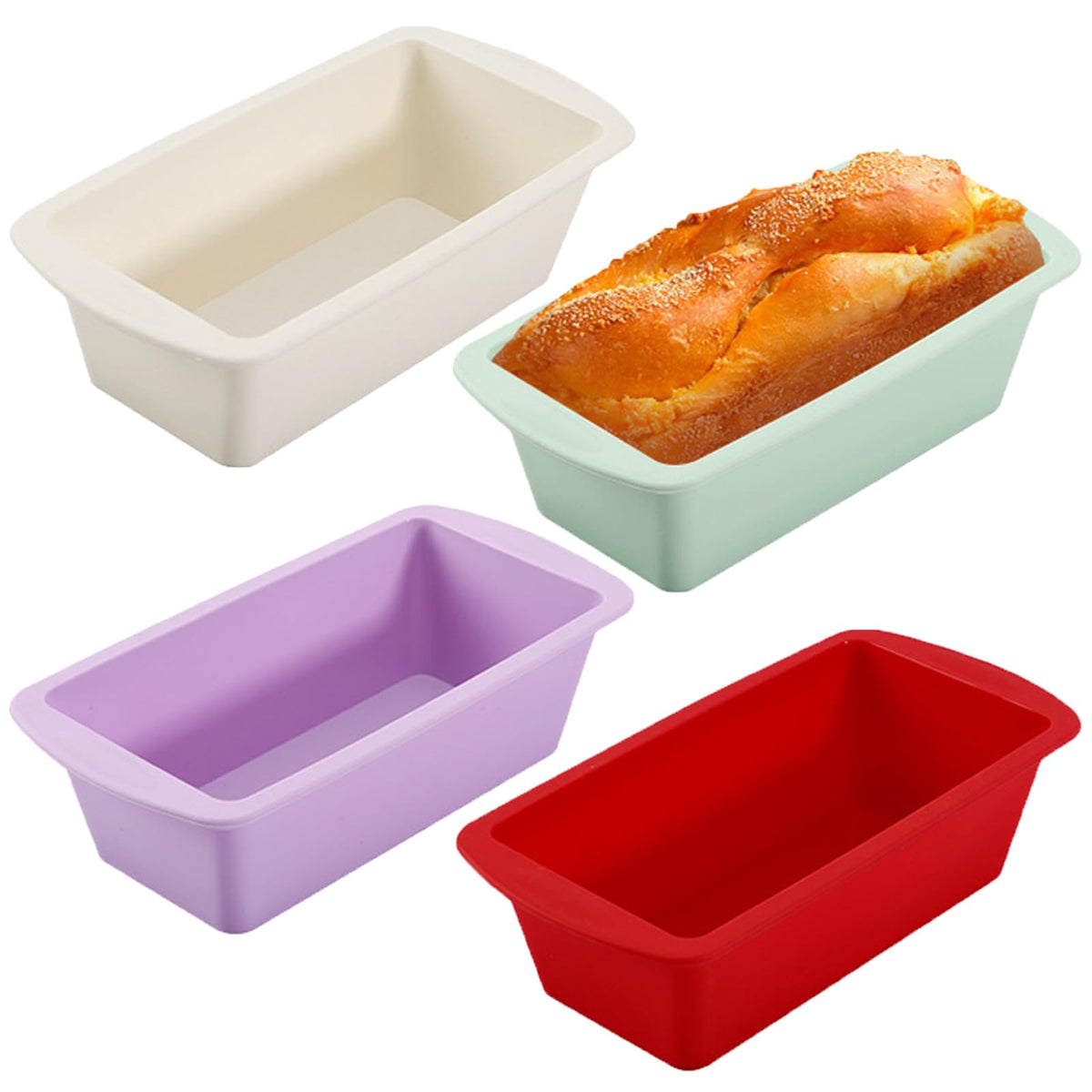 Jepcatly moldes de silicona mini pan rojo para hornear sin pegarse