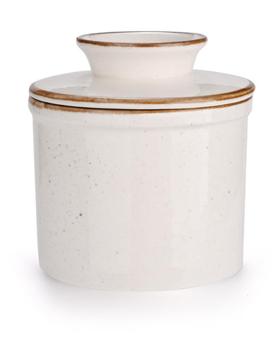 Mantequera Jersinwei en cerámica blanca con base de agua para mantequilla suave