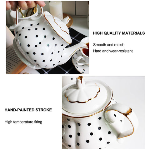 Tetera Jessie con bordes dorados, diseño elegante para té en casa o la oficina.