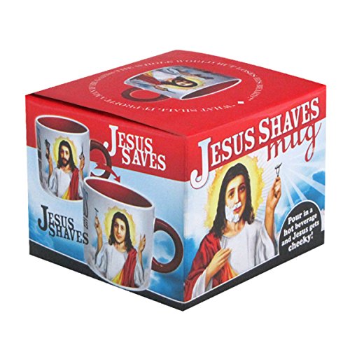 La taza Jesús Se Afeita de The Unemployed Philosophers Guild, regalo ingenioso para amantes del humor.