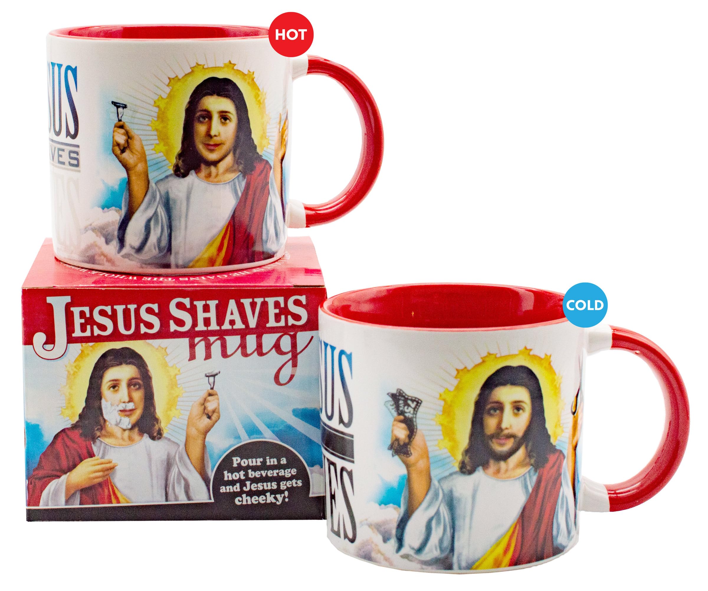 La taza Jesús Se Afeita revela el cambio visual, regalo divertido para la mañana.