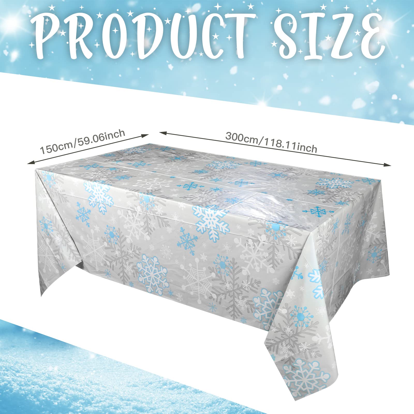 Mantel Jetec desechable impermeable con copos de nieve para comidas al aire libre.