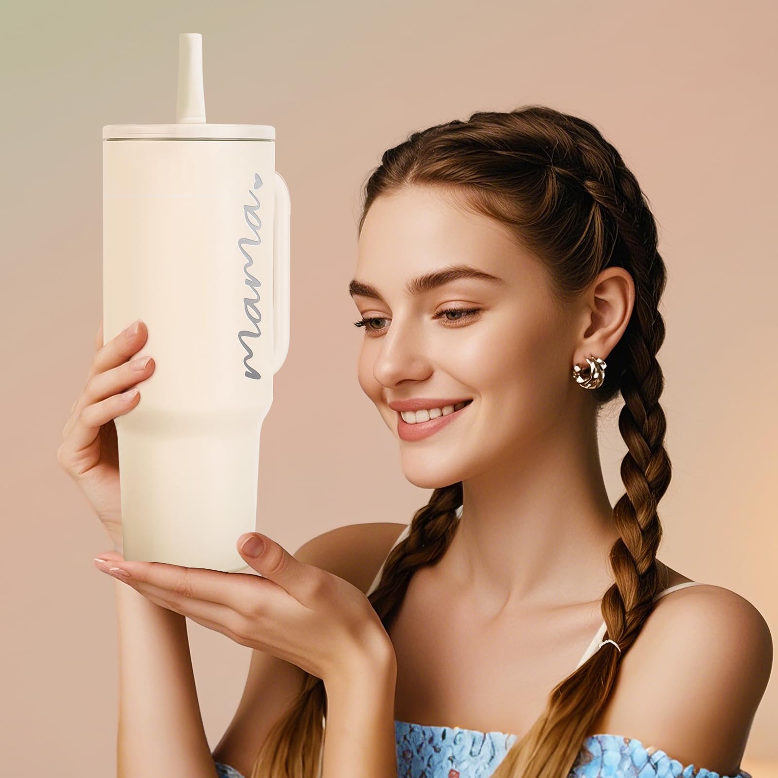 JETIKON Mamá Vaso térmico 40 onzas color blanco diseño elegante para regalo