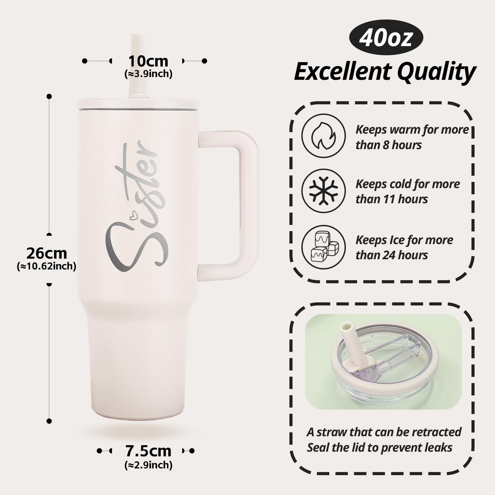 Regalo para hermana Jetikon 40oz, lista para entregar.