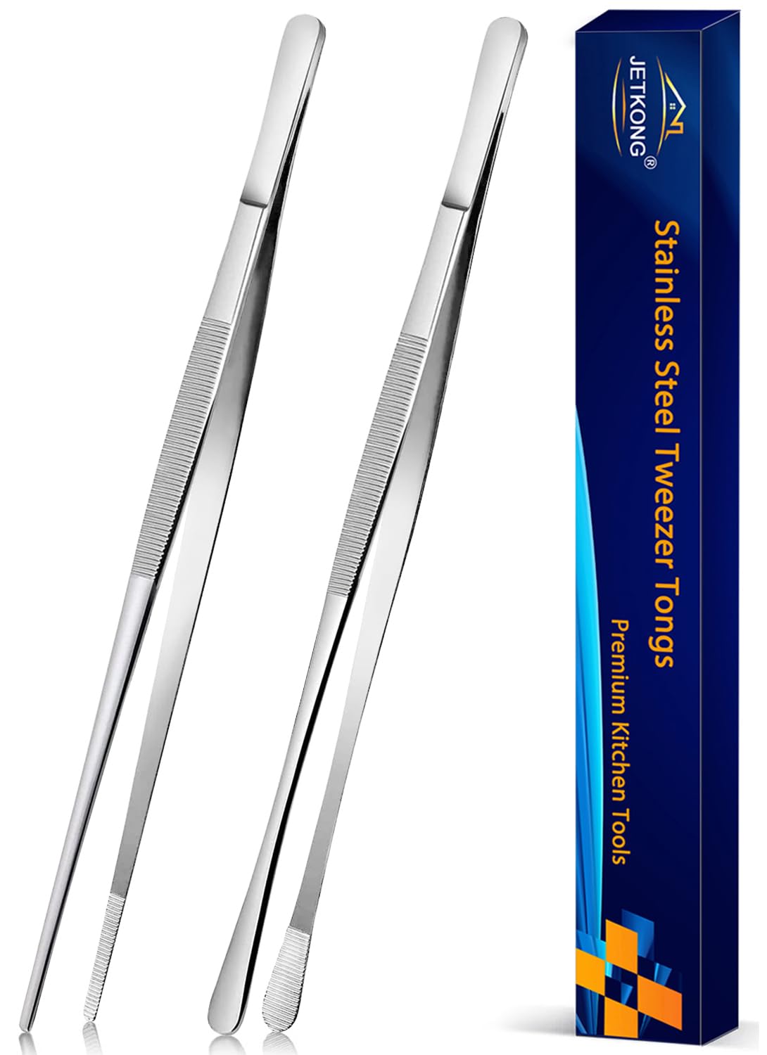 Pinzas de cocina JetKong 12 pulgadas rectas en acero inoxidable para uso diario