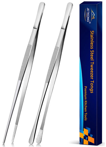 Pinzas de cocina JetKong 12 pulgadas rectas en acero inoxidable para uso diario