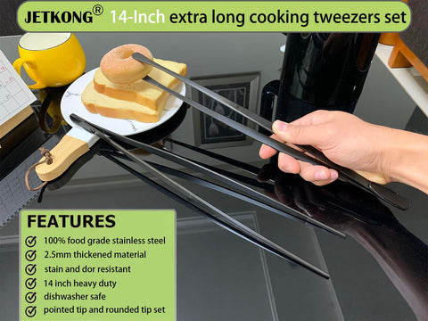 Pinzas JETKONG de 14 pulgadas para usos múltiples en la cocina cotidiana.