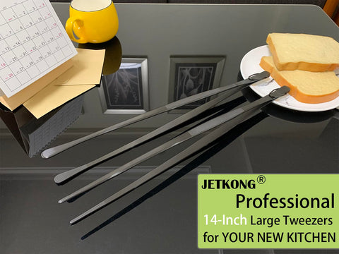 Pinzas negras JETKONG de 14 pulgadas aptas para lavavajillas.