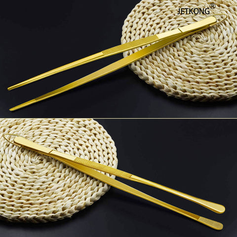 JetKong juego de 2 pinzas doradas para cocinar y servir.