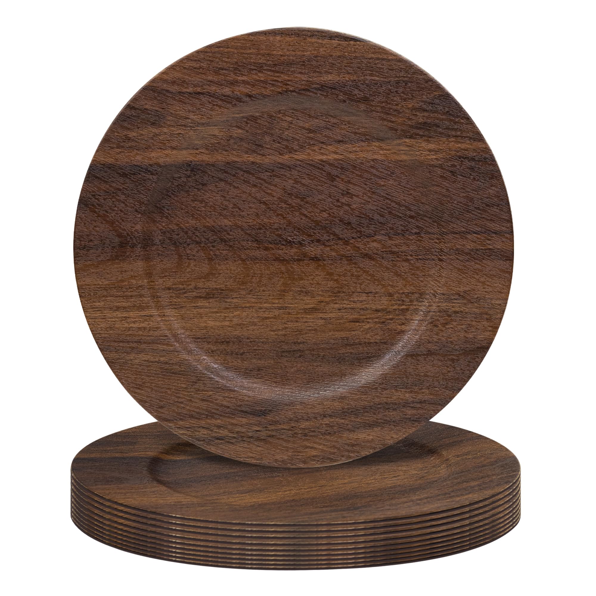 Plato cargador JEVERGN de 13 pulgadas en tono marrón, ideal para mesas elegantes.