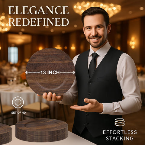 JEVERGN cargadores para bodas y eventos, opción versátil para la mesa.