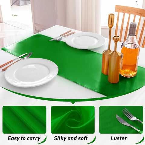 Jevix corredor de mesa satin verde para bodas y banquetes.