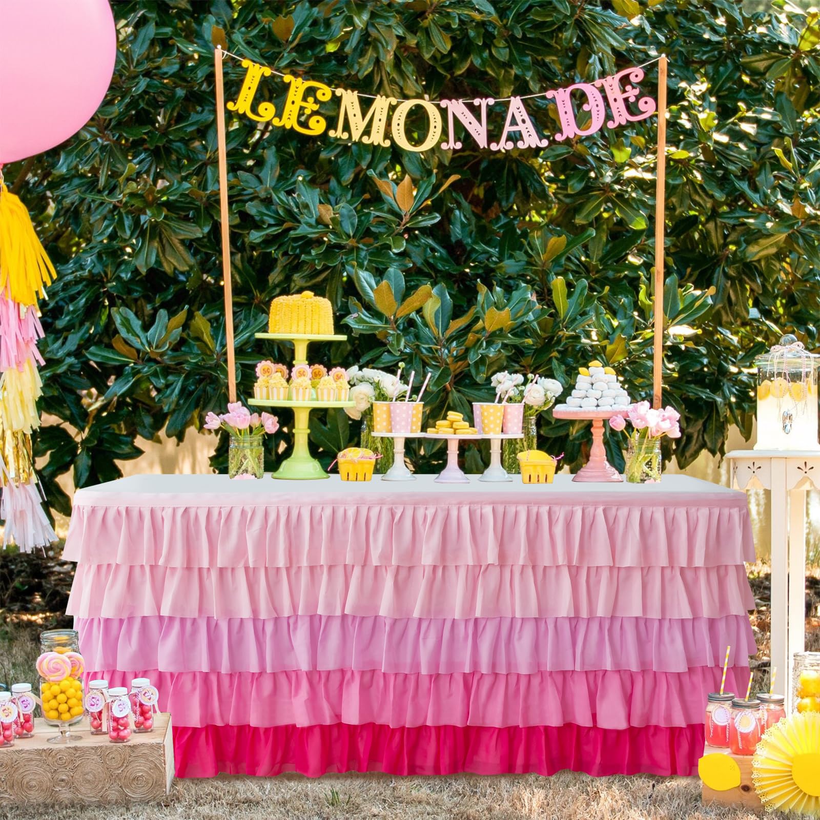 Jevix falda tutu rosada 6ft para mesa de cumpleaños