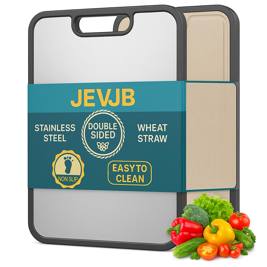 Tabla JEVJB doble cara en acero inoxidable para verduras y cocidos, fácil de usar