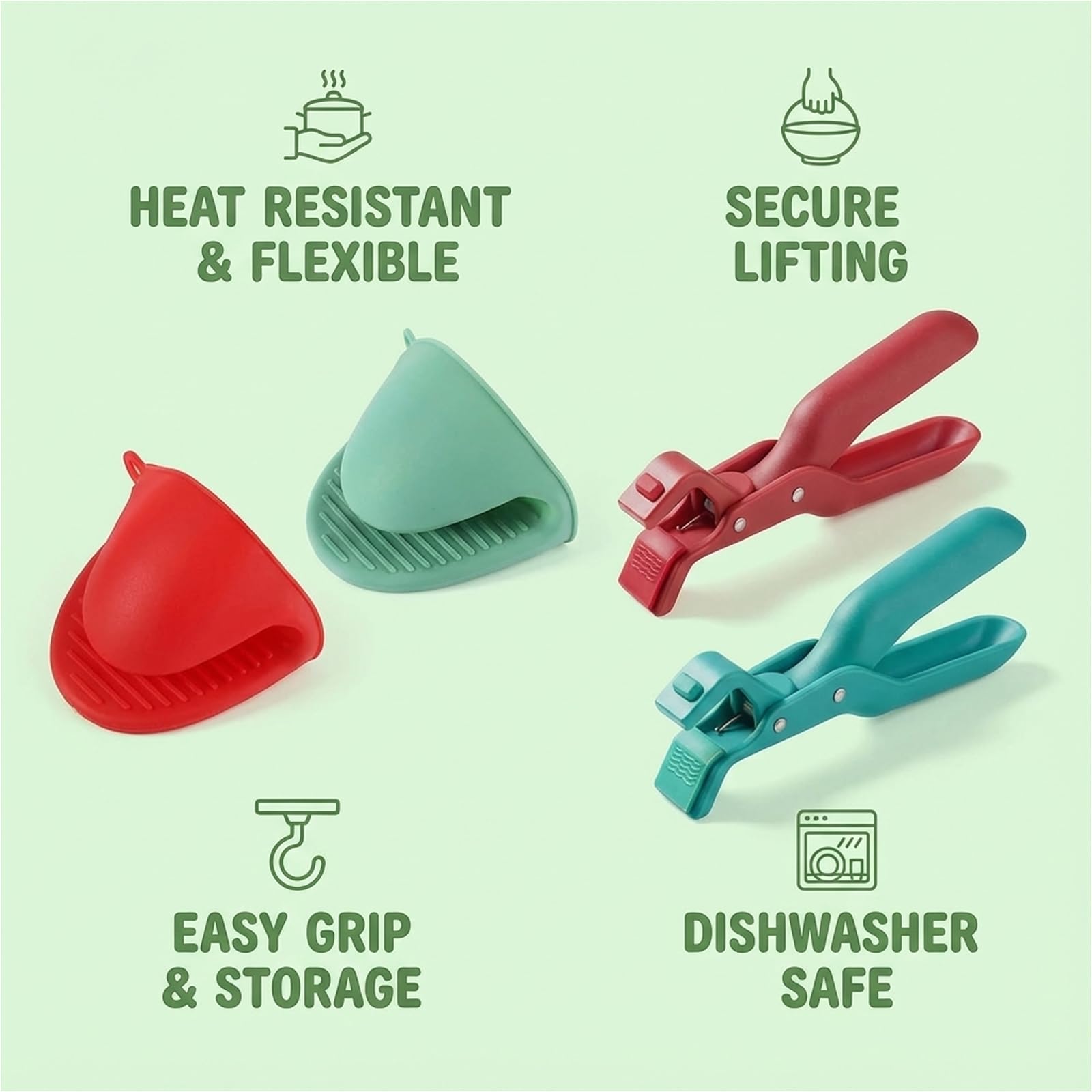 Agarre de silicona JFBNXB resistente al calor evita deslizamientos.