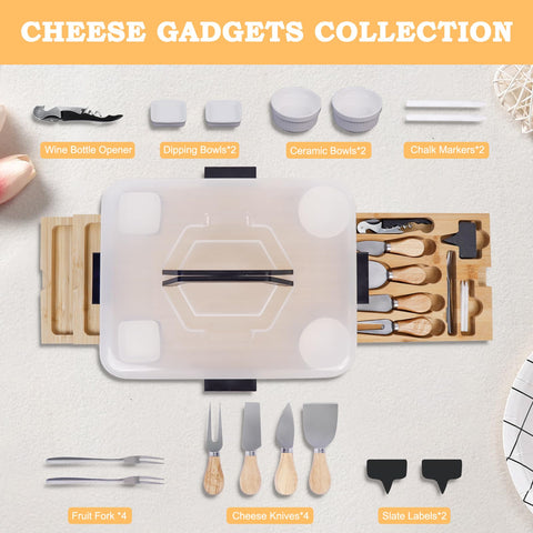 Tablero JFIEOEO con tapa abierta y cajones ocultos para utensilios.