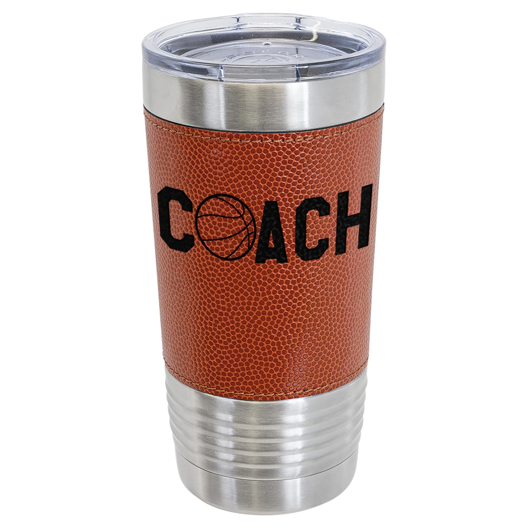 Taza JFWcreations para entrenador de baloncesto con textura leatherette, aspecto de balón.