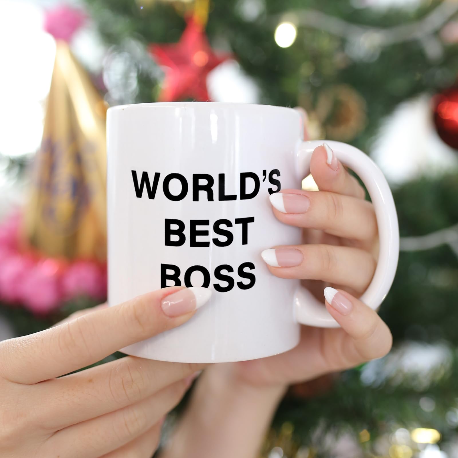 Taza JGTONG World's Best Boss Mug, apta para microondas, calienta bebidas rápidamente.