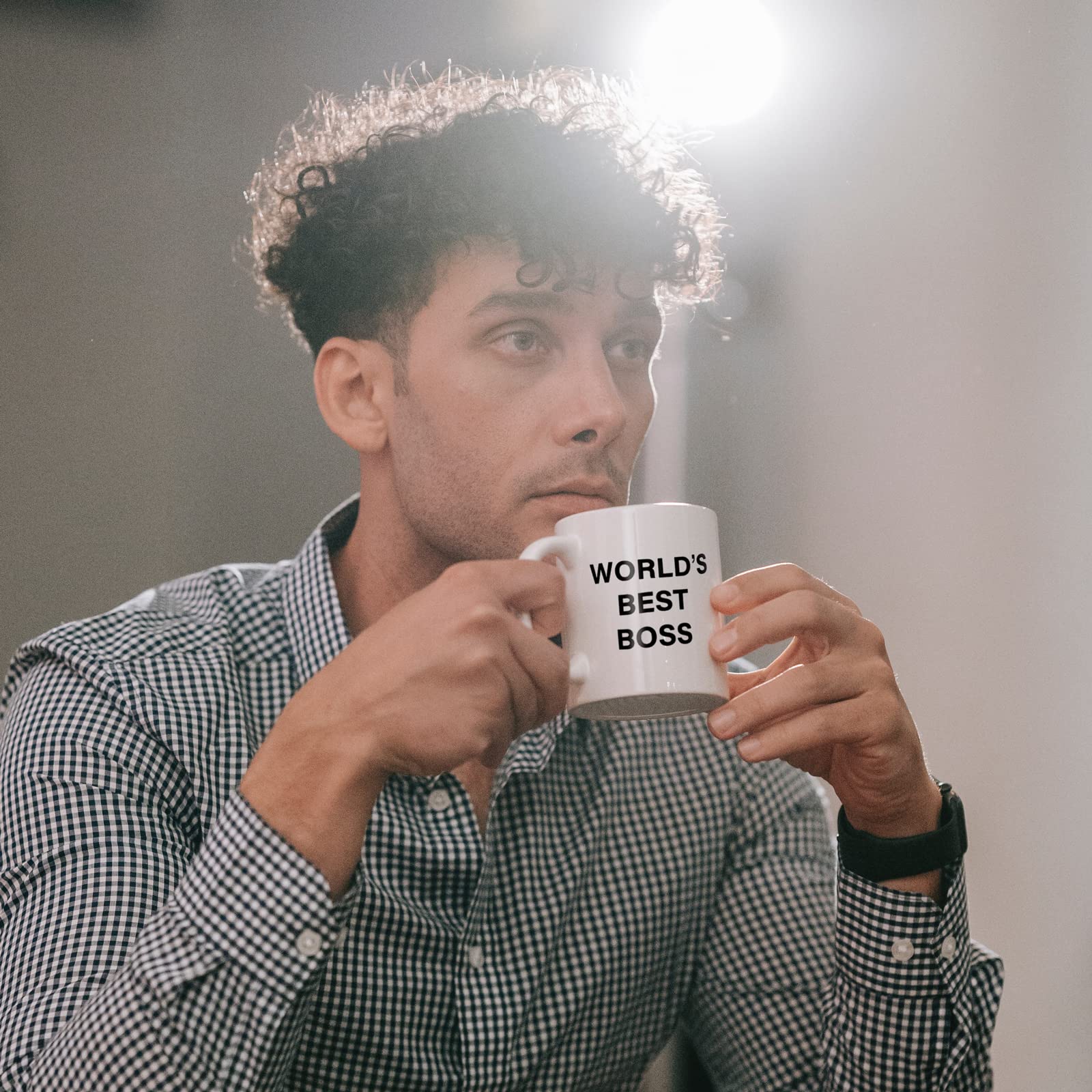 Taza JGTONG World's Best Boss Mug, diseño impreso, acabado brillante y duradero.